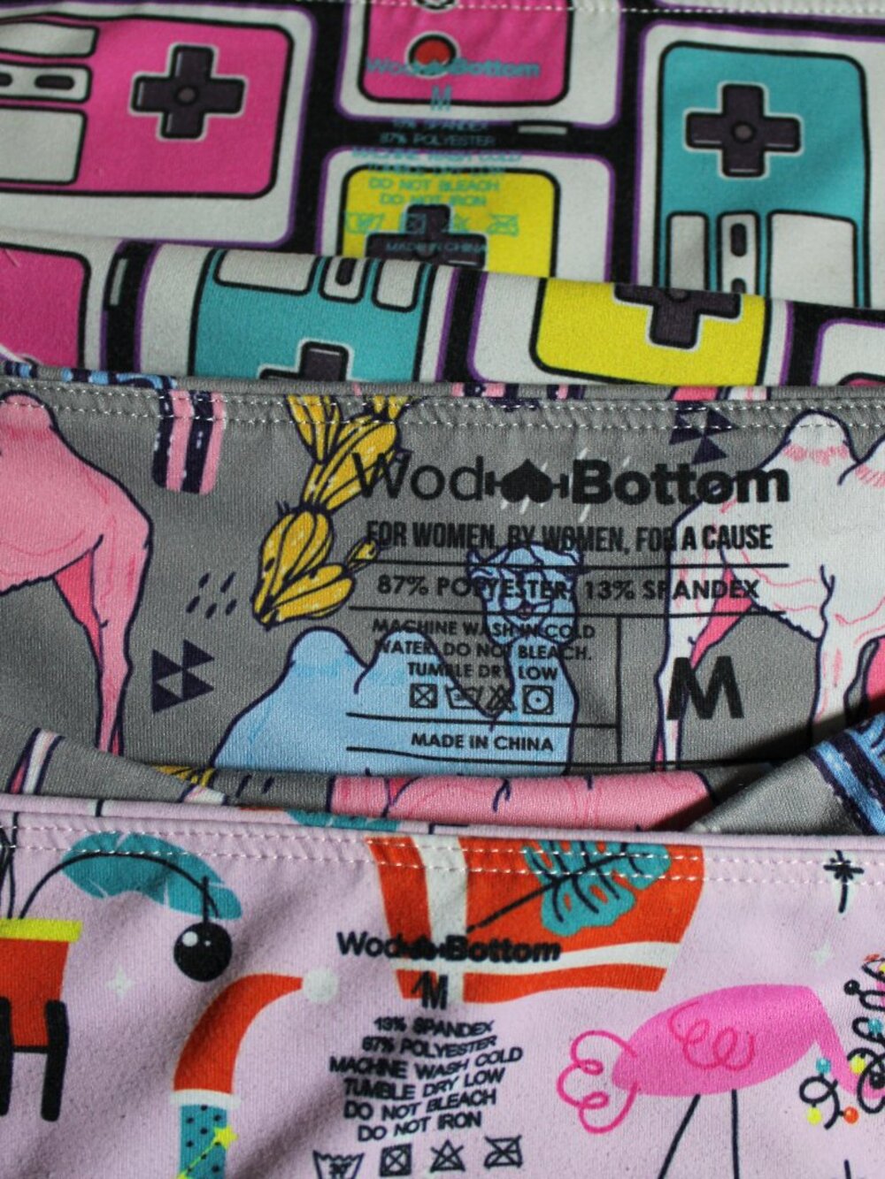WodBottom Three Assorted Athletic Shorties Featuring Colorful Novelty Prints